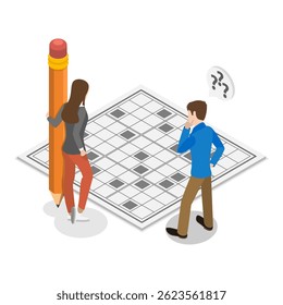3D Isometric Flat Vector Illustration of Stay at Home Games, Learning and Leisure. Item 1