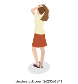 3D Isometric Flat Vector Illustration of Styling Procedures, Youthful Beauty Creating a Fresh Hairstyle. Item 1