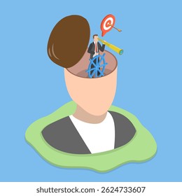 3D Isometric Flat Vector Illustration of Confident Leader, Confidence and Business Success