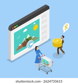 3D Isometric Flat Vector Illustration of Copywriting, Patents and Intellectual Property