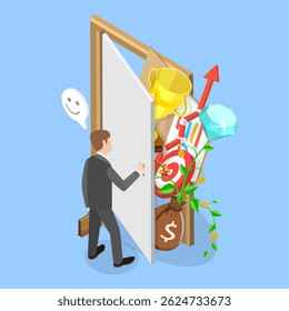 3D Isometric Flat Vector Illustration of Freedom, Bright Solution and Opportunities, Concept Of Exploring Career Opportunities In The Business World