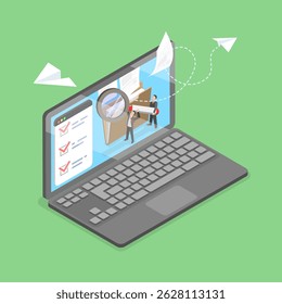 3D Isometric Flat Vector Illustration of File Management, Data Managing System