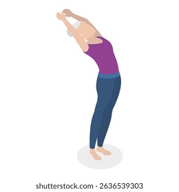 3D Isometric Flat Vector Illustration of Chakra Systems , Collection of Yoga Poses for Women. Item 26
