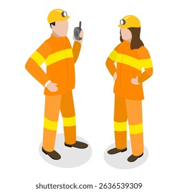 3D Isometric Flat Vector Illustration of Emergency Services, Paramedic, Firefighter and Policeman. Item 2
