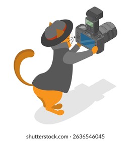 3D Isometric Flat Vector Illustration of Funny Pet Detectives, Crime Investigating. Item 3