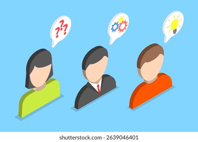 3D Isometric Flat Vector Illustration of Solving A Problem, Mental Process Of Cognition