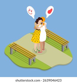 3D Isometric Flat Vector Illustration of Bad Friendship, Betrayal