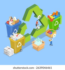 3D Isometric Flat Vector Illustration of Ecology and Environmental Protection, Reduce, Reuse, Repair, Recycle Save Earth With Smart Strategies