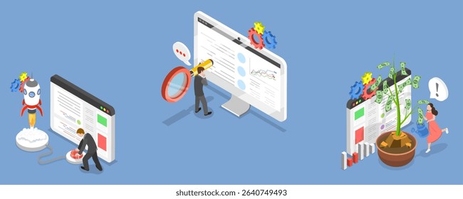 3D Isometric Flat Vector Illustration of Monetary Investment and Profit, Business Concept Ideas