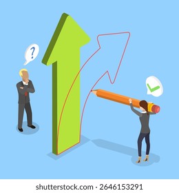 3D Isometric Flat Vector Illustration of Business Transformation, Choosing A Superior Opportunity As A Better Alternative For Change.