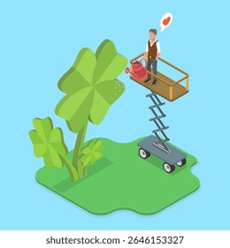 3D Isometric Flat Vector Illustration of Personal Lucky Clover, Symbol of Luck and Happiness