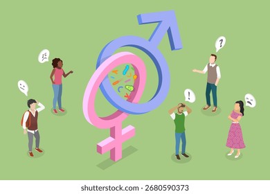 3D Isometric Flat Vector Illustration of Sexually Transmitted Infections, Viruses and Bacterias