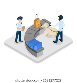 3D Isometric Flat Vector Illustration of Airport Security, Safety Check. Item 2