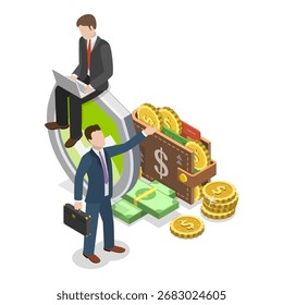 3D Isometric Flat Vector Illustration of Employee Pension Fund, Worker Retirement Savings. Item 3