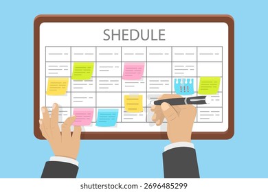 3D Isometric Flat Vector Illustration of Scheduling, Concept Of Planning Schedule Using Task Board.