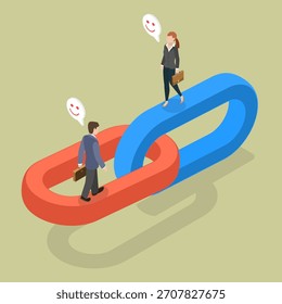 3D Isometrische flache Vektorgrafik von Partnerschaft, Unternehmenszusammenschlüssen und Kooperation