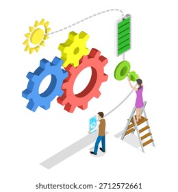 3D Isometric Flat Vector Illustration of Green Energy, Renewable Power Sources. Item 2