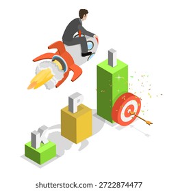 3D Isometric Flat Vector Illustration of Data Analisis and Statistics, Corporate Profit. Item 1