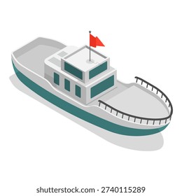 3D Isometric Flat Vector Illustration of Yachts Maritime Ships , Shipping Boats On The Sea. Item 2