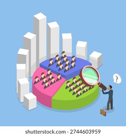 3D Isometric Flat Vector Illustration of Customer Data Analysis, Behavior-Based Market Segmentation For Targeted Marketing Strategies
