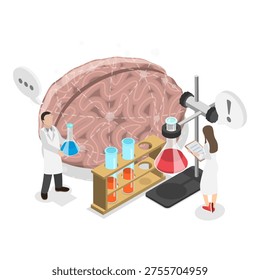 3D Isometric Flat Vector Illustration of Brain Neurological Health, Concept Of Research In Neurology Science. Item 2