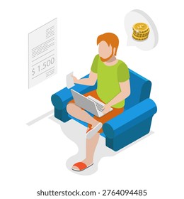 3D Isometric Flat Vector Illustration of Fine or Offence Payment, Penalty. Item 3