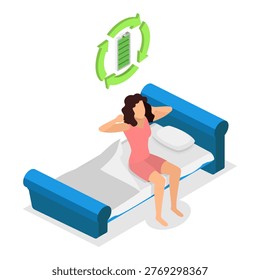 3D Isometric Flat Vector Illustration of Harmony and Relaxation, Benefits And Positive Aspects Of Transcendental Meditation. Item 3