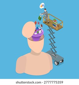 3D Isometric Flat Vector Illustration of Book Reading, Quickly Absorb Valuable Knowledge