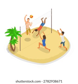 3D Isometric Flat Vector Illustration of Beach Fun, Summer Leasure Time. Item 3