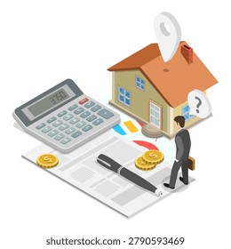 3D Isometric Flat Vector Illustration of Real Estate, Residential And Commercial Properties. Item 3