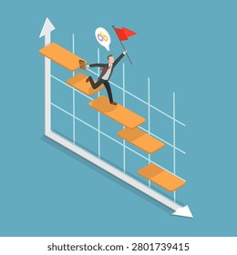 3D Isometric Flat Vector Illustration of Gantt Chart, Monitoring Workflow And Meet Target Deadlines