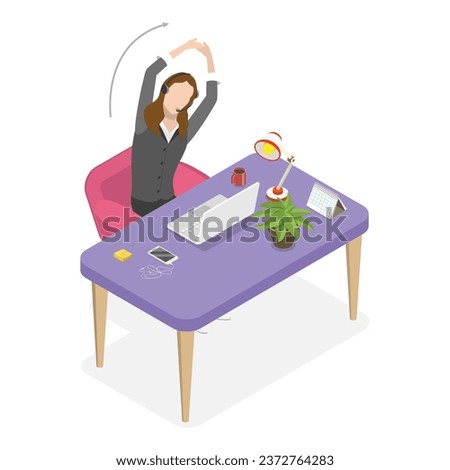 3D Isometric Flat Vector Illustration of Exercises In Office. Item 2