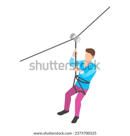 3D Isometric Flat Vector Illustration of Rope Park. Item 2