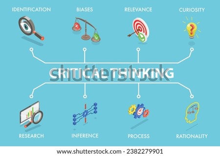 3D Isometric Flat Vector Illustration of Critical Thinking