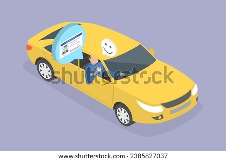 3D Isometric Flat Vector Illustration of Successfully Passed Driver Exam
