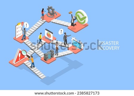 3D Isometric Flat Vector Illustration of Disaster Recovery