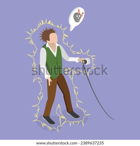 3D Isometric Flat Vector Illustration of Electric Shock