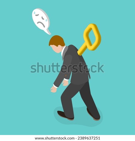 3D Isometric Flat Vector Illustration of Exhausted Person