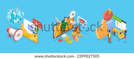 3D Isometric Flat Vector Illustration of Positive PR