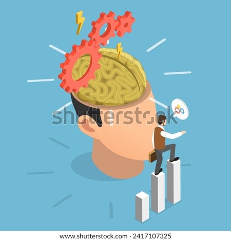 3D Isometric Flat Vector Illustration of Subconscious Mental Processes, Uneven Balance of Judgments