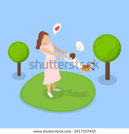 3D Isometric Flat Vector Illustration of Mother's Love, Motherhood