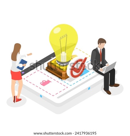 3D Isometric Flat Vector Illustration of Startup Ideas, Creative Ideas and Brainstorm. Item 1