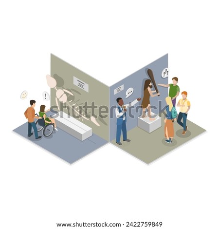 3D Isometric Flat Vector Illustration of Arts And Paleontology Museum, Gallery Exhibition. Item 2