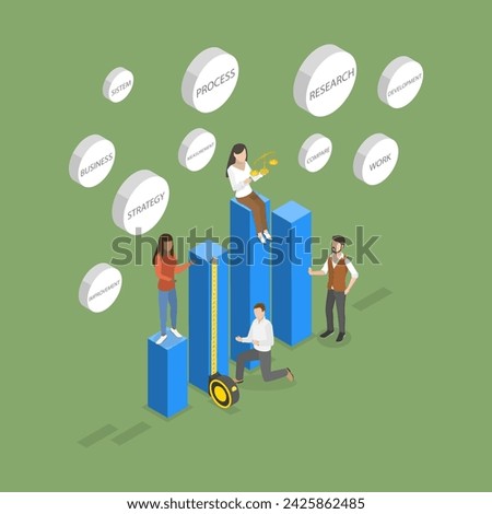 3D Isometric Flat Vector Illustration of Benchmarking, Compare Quality with Other Companies for Improvement