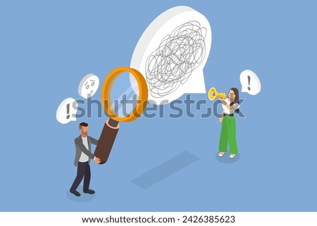 3D Isometric Flat Vector Illustration of Bad Communication, Misunderstanding and Confusion, Unclear Information