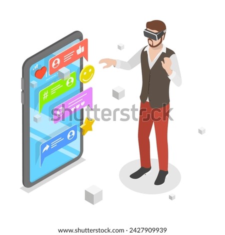 3D Isometric Flat Vector Illustration of Extended Reality, VR, AR or MR. Item 3