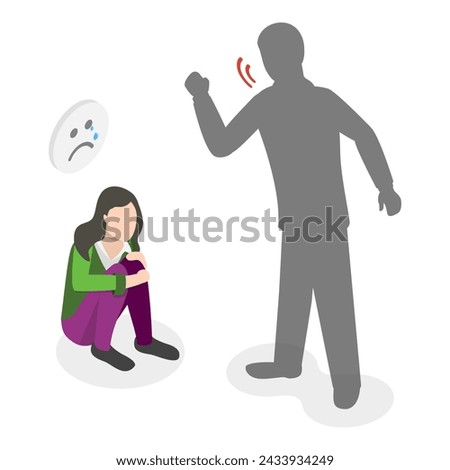 3D Isometric Flat Vector Illustration of Sychology or Psychiatric Poblem, Phobia or Fear. Item 6
