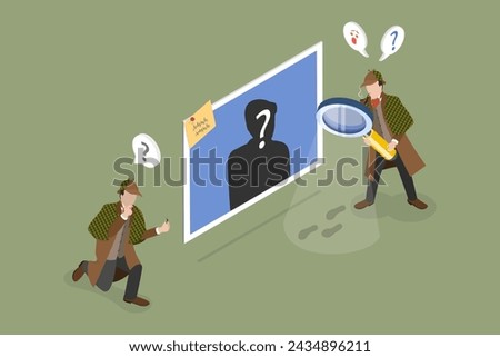3D Isometric Flat Vector Illustration of Professional Detective Character, Crime Investigation, Private Investigator