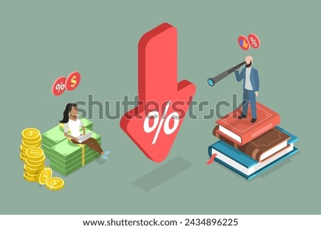 3D Isometric Flat Vector Illustration of Cost Reduction , Business Finance Crisis