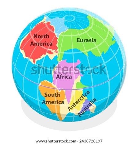 3D Isometric Flat Vector Illustration of Paleozoic And Mesozoic Eras, Continental Drift. Item 2